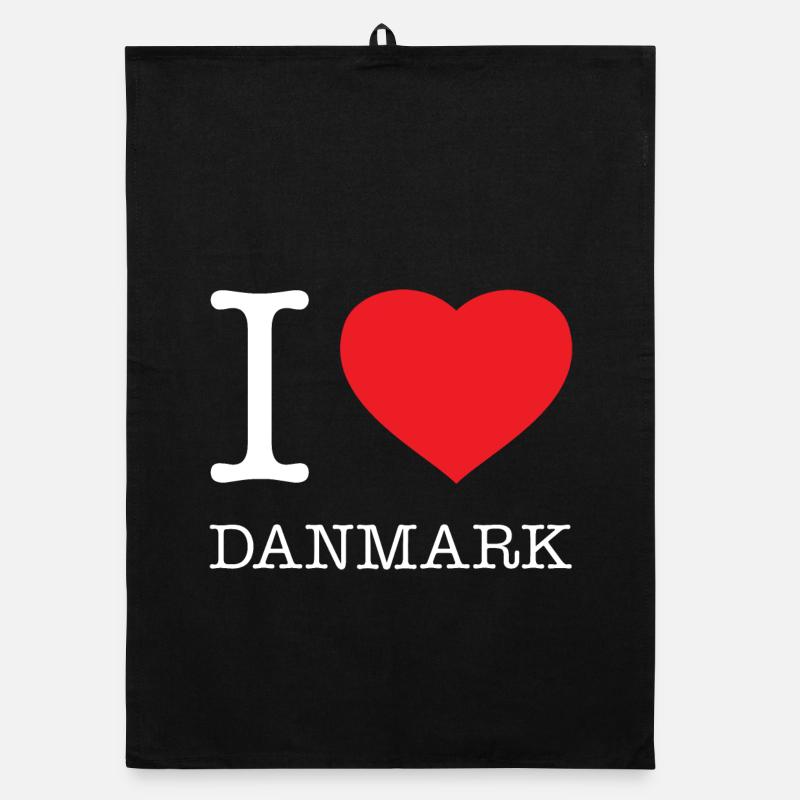 I LOVE DANMARK Dänemark - Organic Geschirrtuch - Schwarz