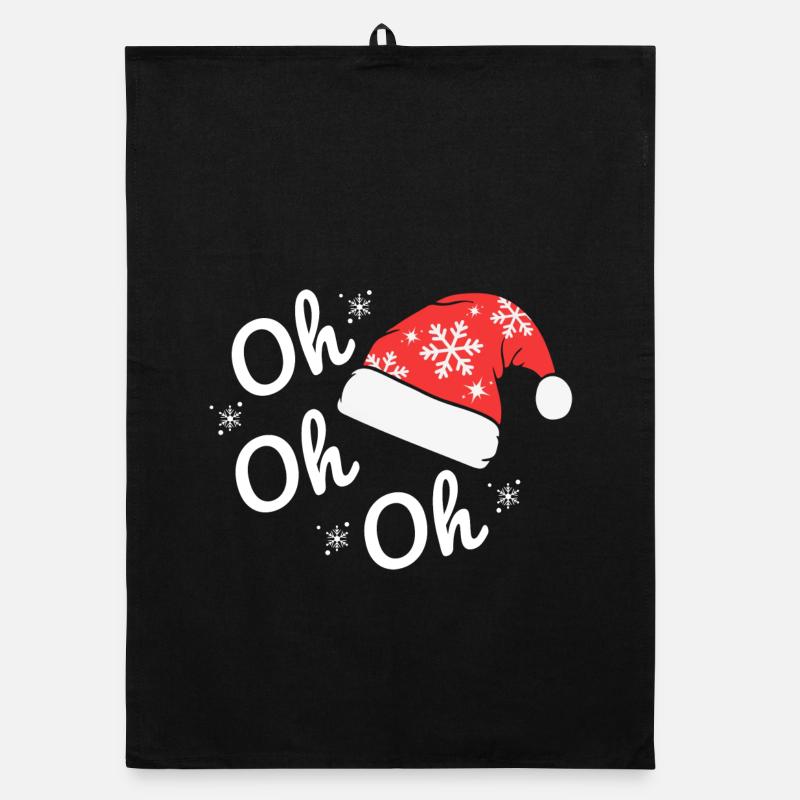 Bonnet de Noël avec Flocons, Texte Joyeux oh oh oh Torchon bio
