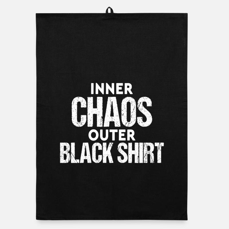 Inner Chaos Äußeres Schwarzes Hemd Lustiger Spruch Organic Geschirrtuch