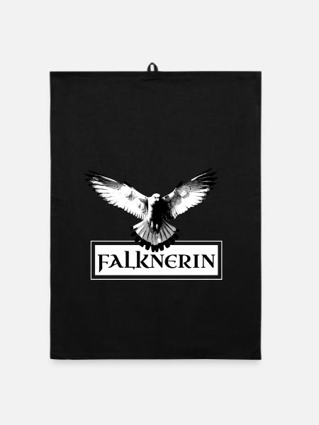 Panneau de fauconnerie fauconnière aigle fauconnerie - Torchon bio - noir - Devant