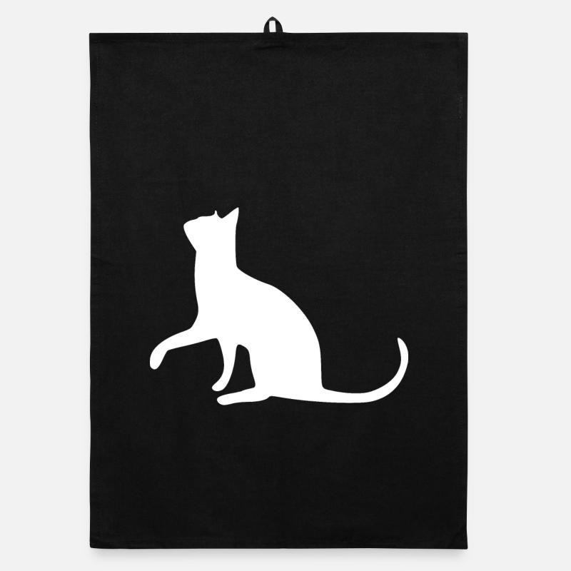 Katze Katze Katze Katze Katze Katze Mieze Pfote - Organic Geschirrtuch - Schwarz