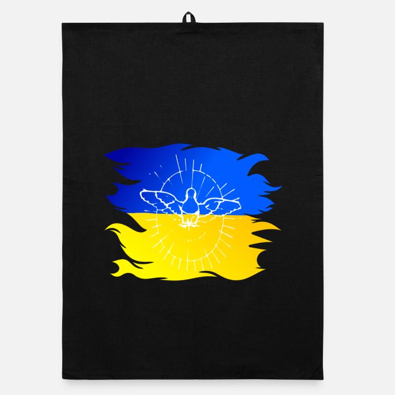 Drapeau de l’Ukraine avec colombe de la paix Torchon bio