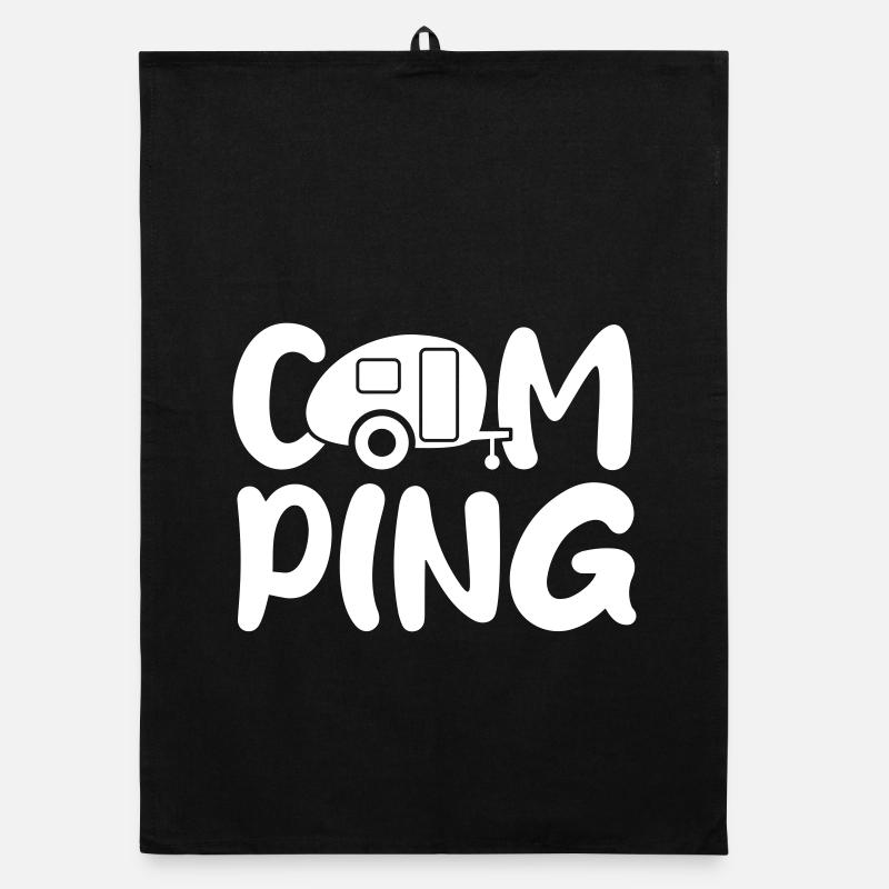 Camping Caravan Handwriting Comic Camper Caravan Organic dish towel