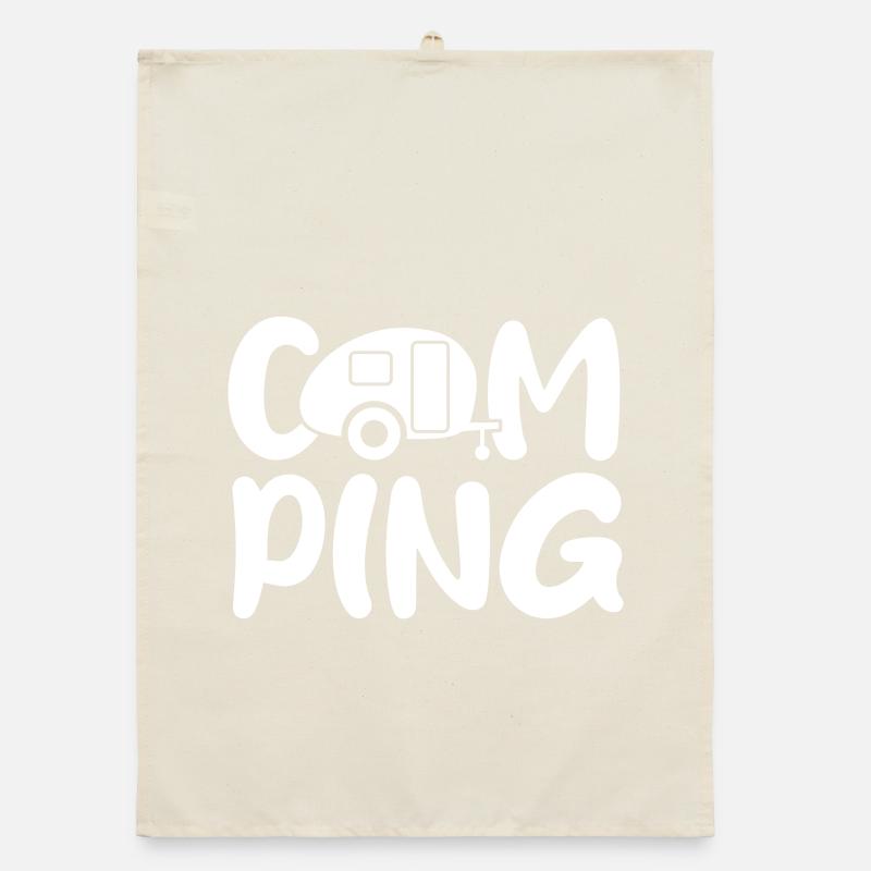 Camping Caravan Handwriting Comic Camper Caravan Organic dish towel