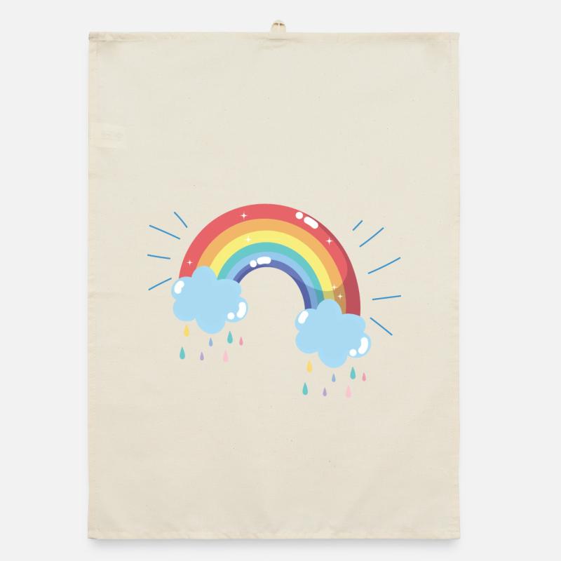 Pastel Rainbow Raincloud Arc Organic dish towel