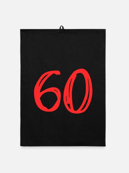 60. 60 JAHRE. 60-JÄHRIGES JUBILÄUM. 60. GEBURTSTAG. - Organic Geschirrtuch - Schwarz - Vorne