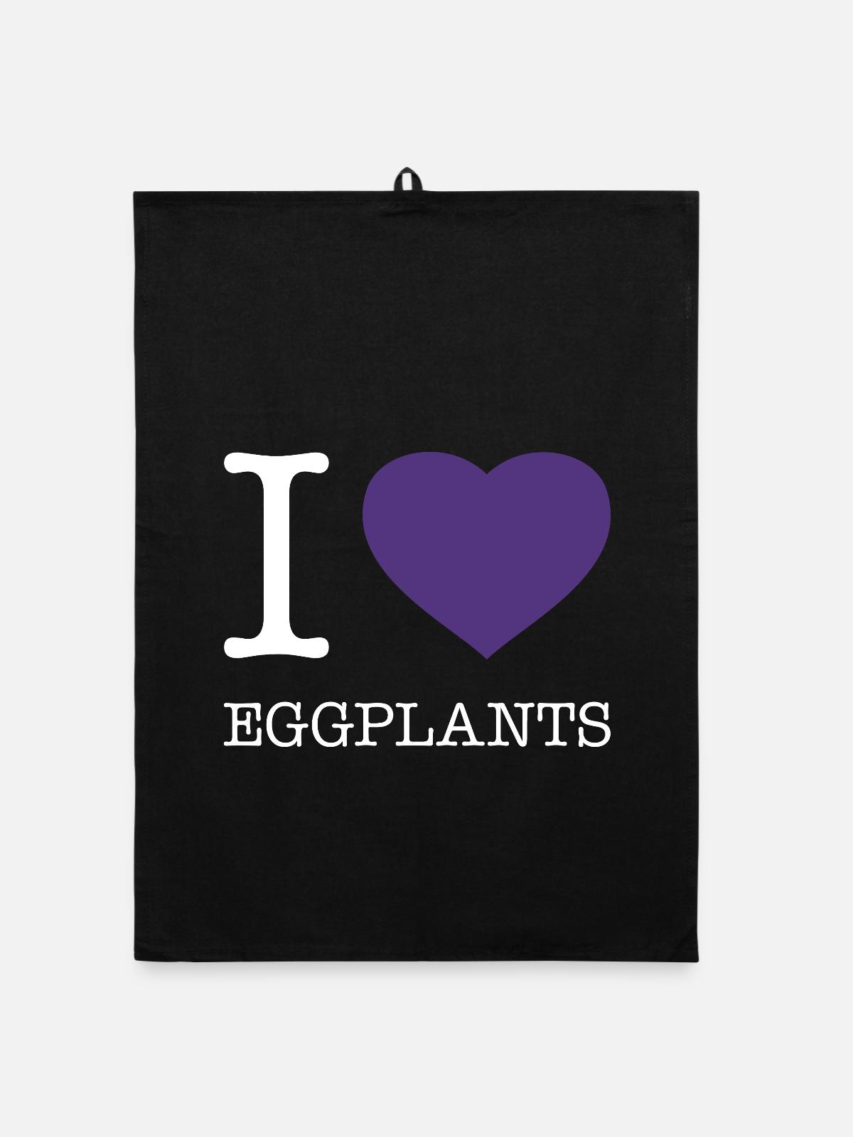 J’ADORE LES AUBERGINES - Torchon bio - noir - Devant