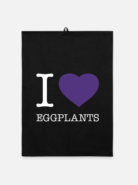I LOVE EGGPLANTS - Organic Geschirrtuch - Schwarz - Vorne