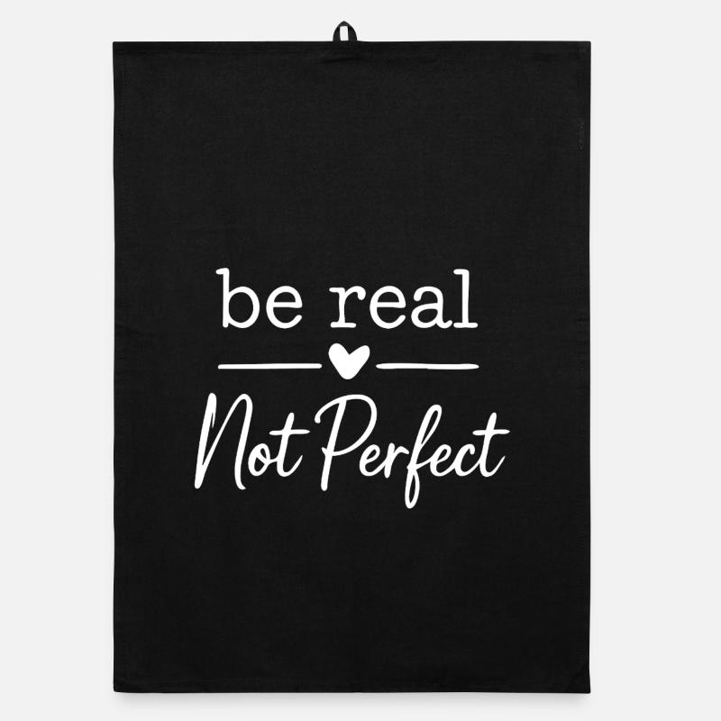 be real not perfect w - Organic Geschirrtuch - Schwarz