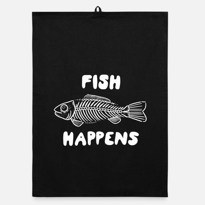 Fish Happens - Conception amusante de squelette de poisson Torchon bio