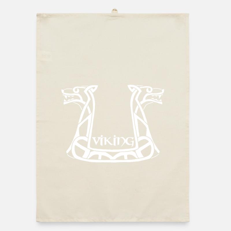 Weißer Wikinger-Drache Organic Geschirrtuch