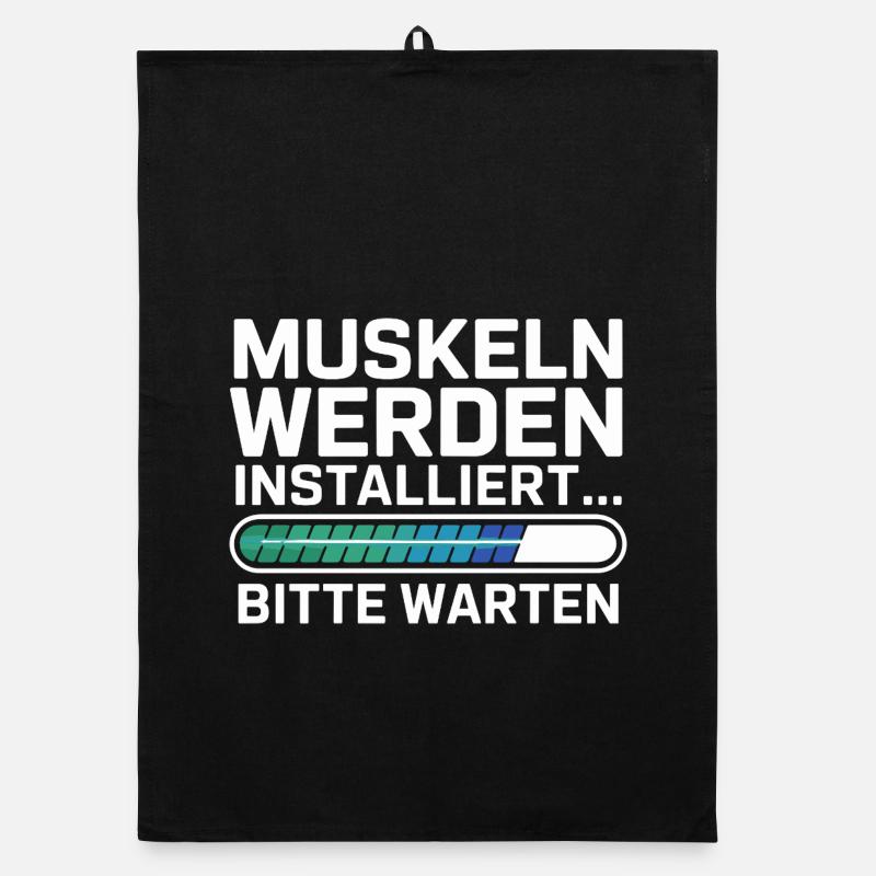  Muskeln Werden Installiert Bitte Warten Lustiger Organic Geschirrtuch