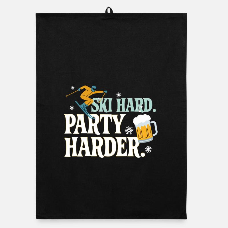 Ski Hard Party Harder Après Ski Spruch Organic dish towel