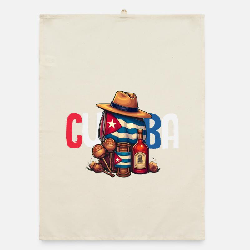 Cuba Pride & Home - Design du drapeau de Cuba Torchon bio
