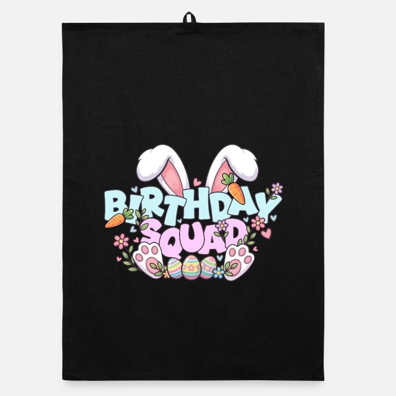 Escouade d’anniversaire Joyeux Lapin Lapin du dimanche de Pâques Torchon bio