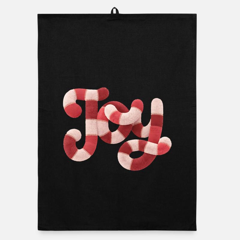 Christmas JOY Typography Red White Motif Organic dish towel