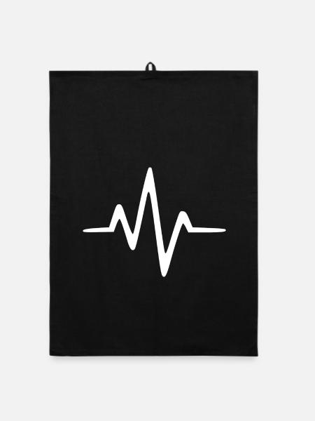 ECG Heartbeat Heart Rate Heart Line Gift - Organic dish towel - black - Front