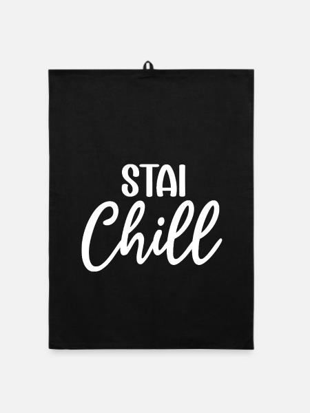 Stay Chill Handgeschriebenes Skript - Organic Geschirrtuch - Schwarz