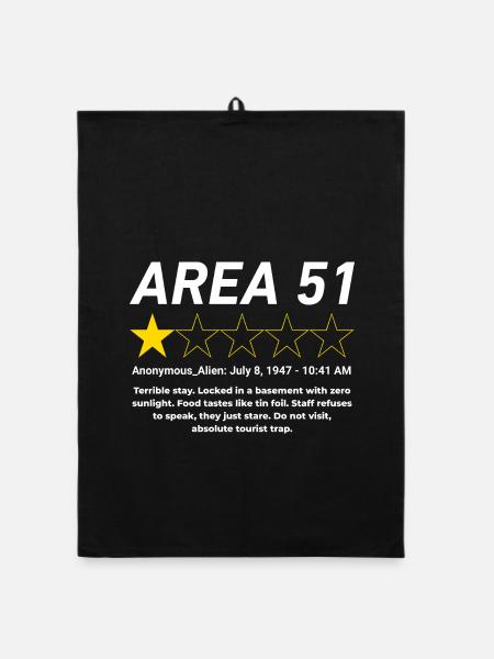 Area 51 Review One Star Alien Design - Organic Geschirrtuch - Schwarz - Vorne