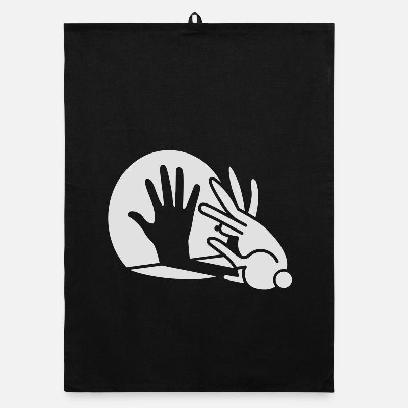 ombre de main de lapin lueur dans l'obscurité Torchon bio