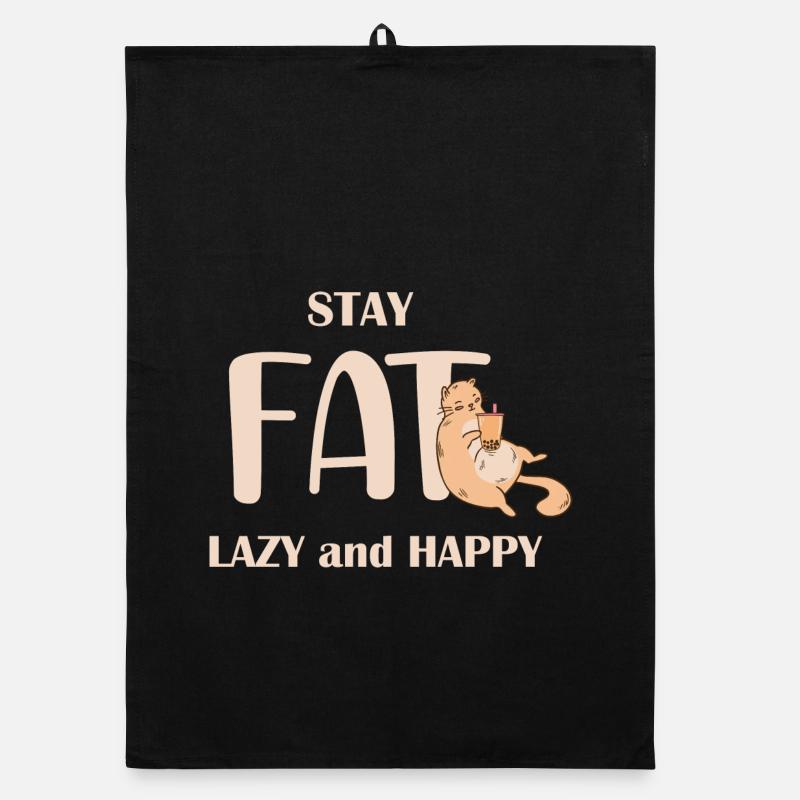 Stay Lazy Happy Cat Lover Spruch Organic Geschirrtuch