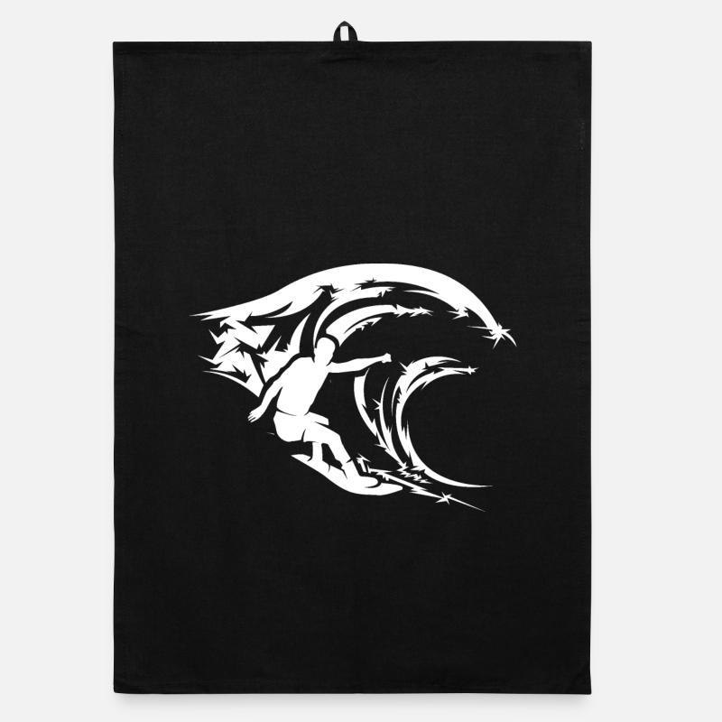 Surf Vagues Eau Mer Symbole Surfeur Icône Torchon bio