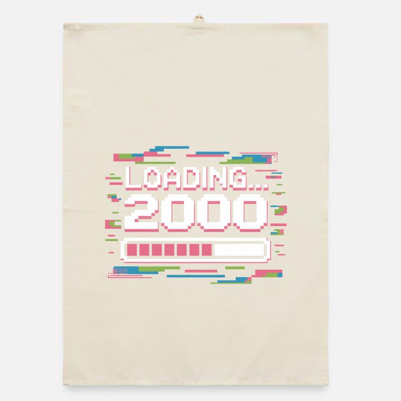 Pixel Retro Design Loading 2000 Organic Geschirrtuch