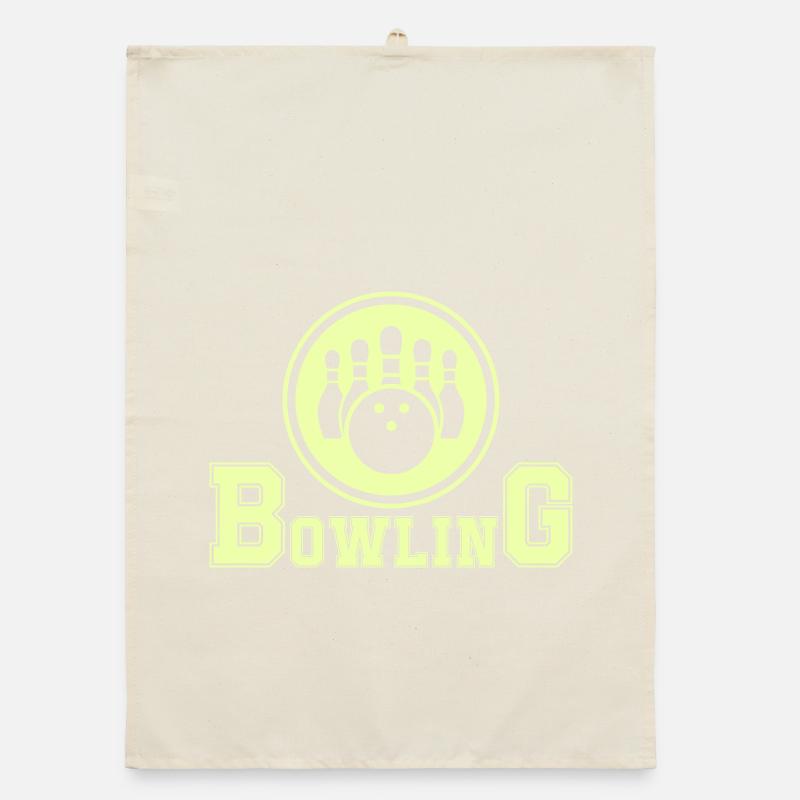 Retro Bowling Design in Neon Green Organic dish towel