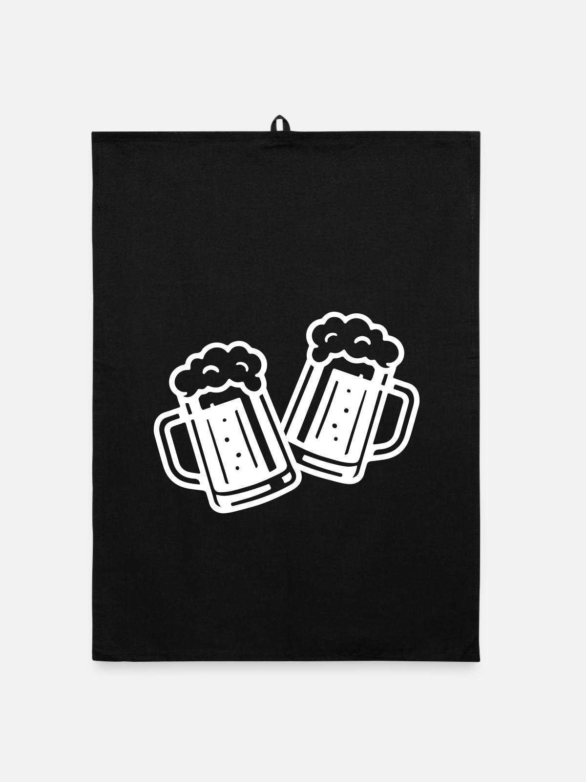 Bier Prost Bierkrug - Organic Geschirrtuch - Schwarz - Vorne