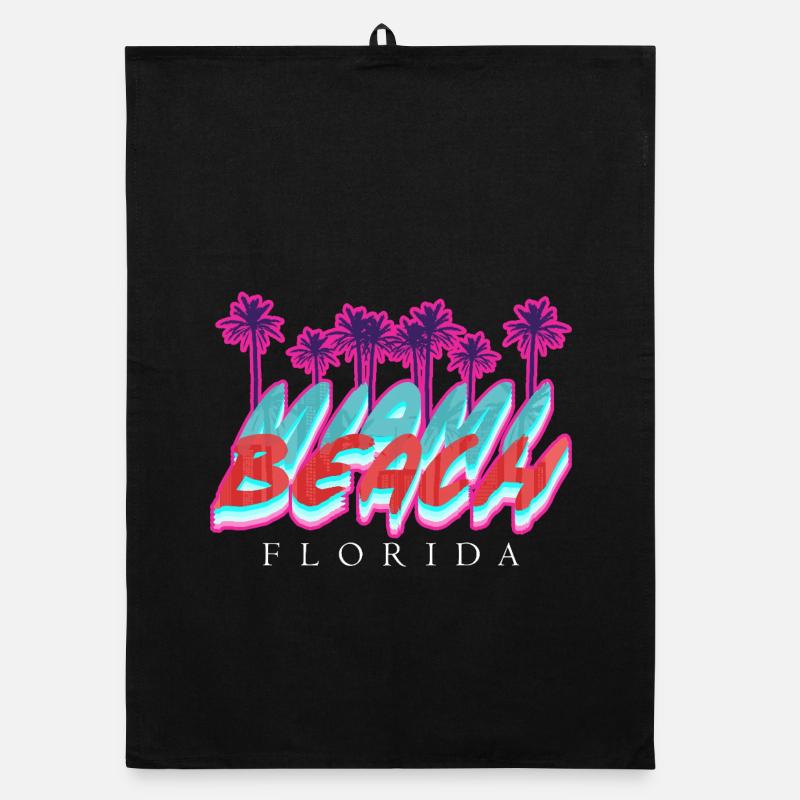 Beach Florida Neon Palms Organic dish towel