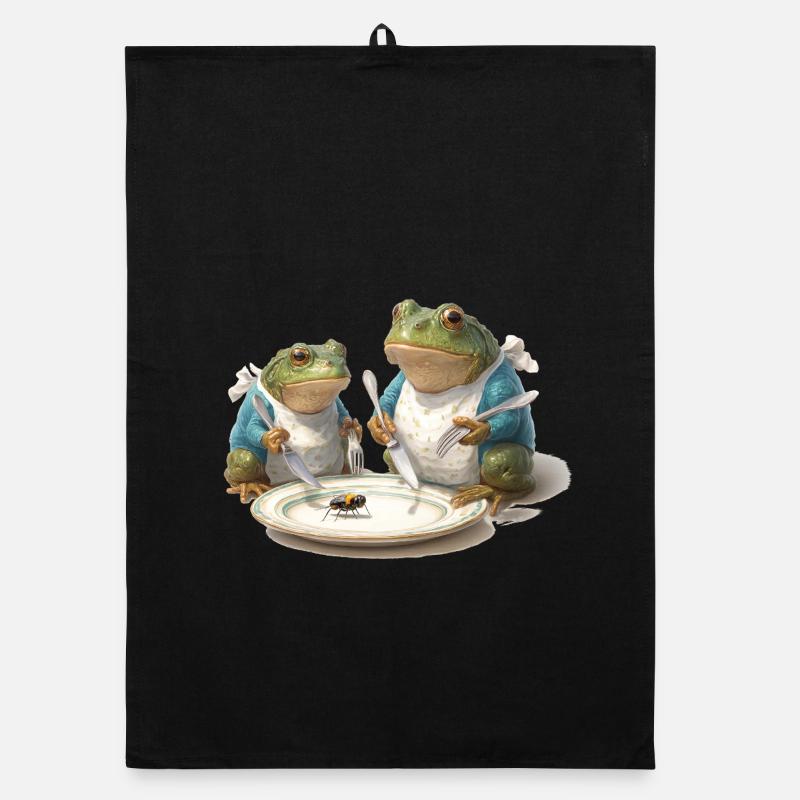 Dîner de grenouille : Mouche dans une assiette Torchon bio