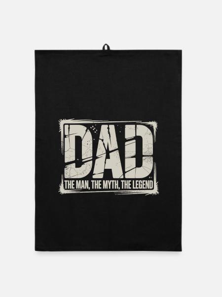 Dad The Man The Myth The Legend Shirt - Organic Geschirrtuch - Schwarz - Vorne
