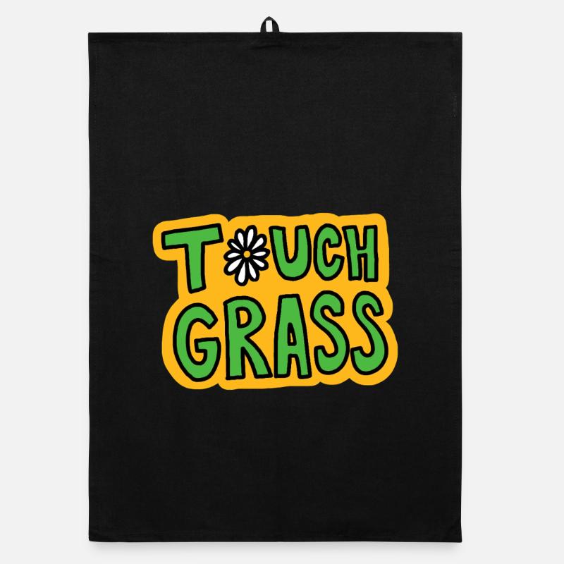 Retro "Touch Grass" Daisy Flower Organic dish towel