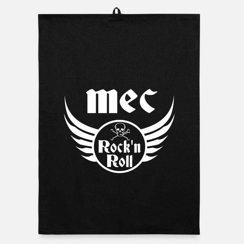Dude Rock and Roll Skull Wings White Organic dish towel