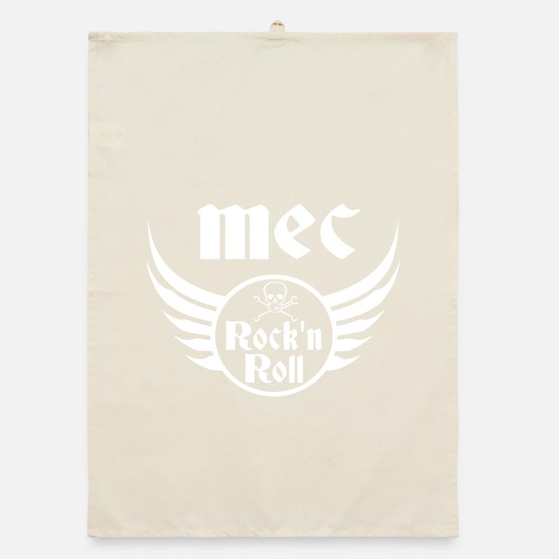 Dude Rock and Roll Skull Wings White Organic dish towel