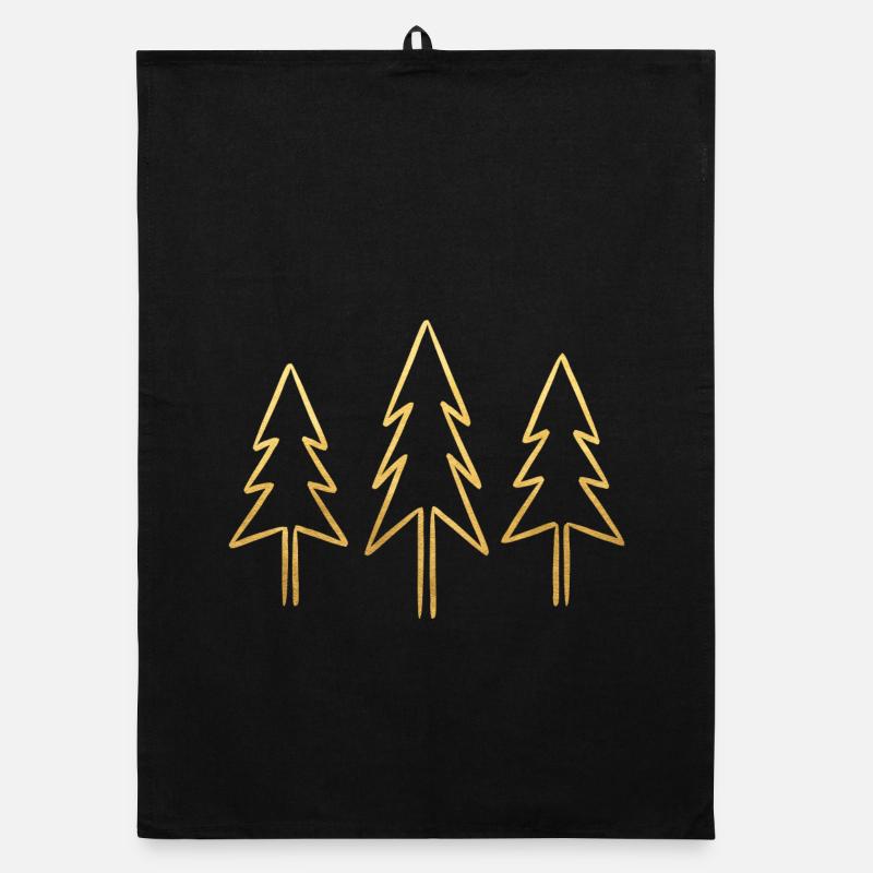 Fir tree gold optics Christmas Organic dish towel