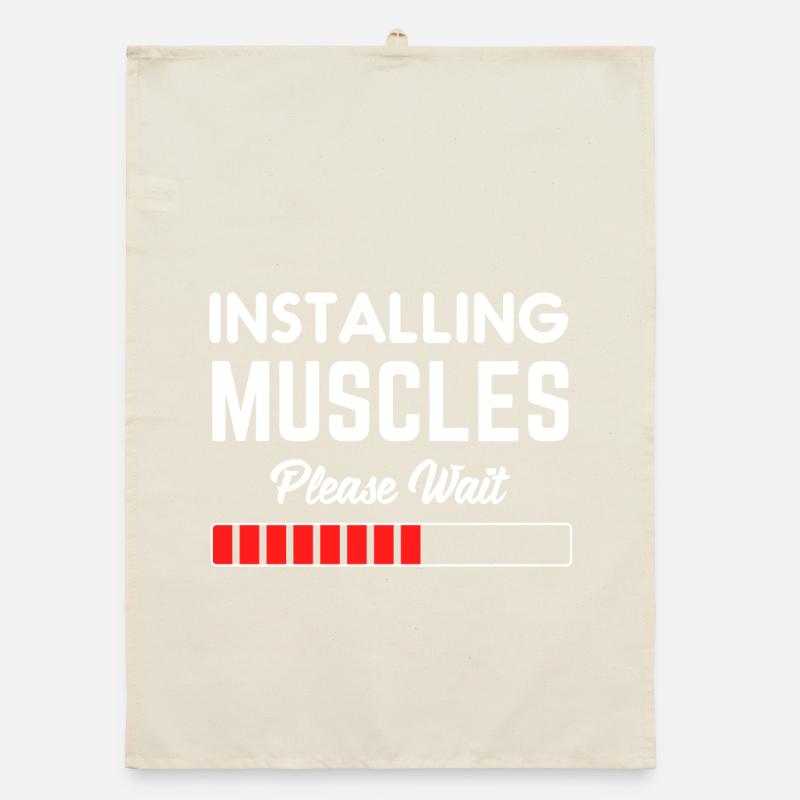 Installing Muscle Please Wait Organic Geschirrtuch