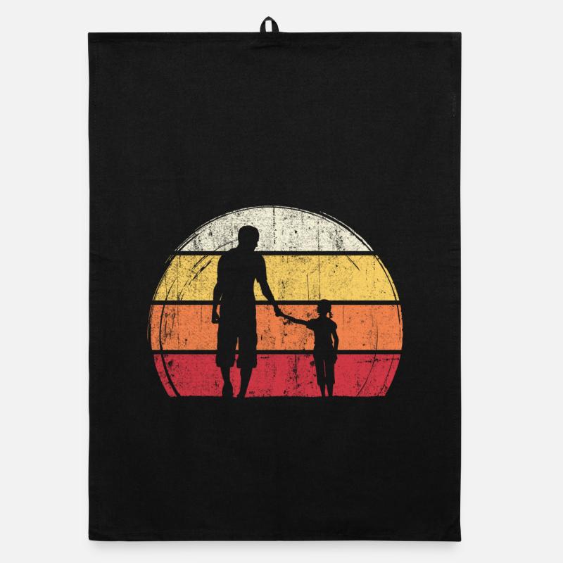 Sunset Silhouette: Father and Child Organic dish towel