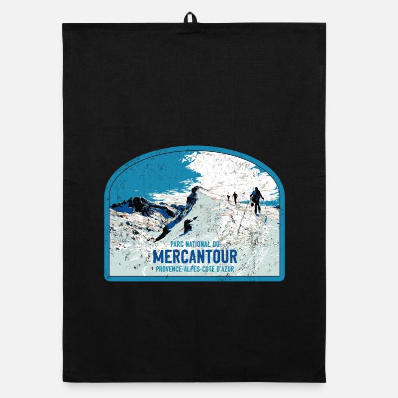 Illustration originale Randonnée Parc Mercantour - Torchon bio - noir