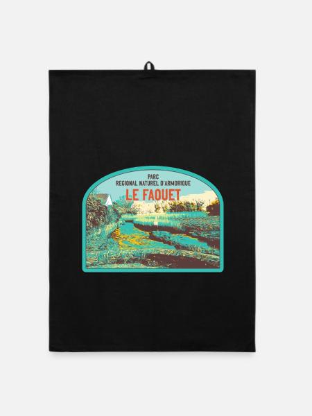 Faouet Landscape Badge: Breton Nature - Organic dish towel - black - Front