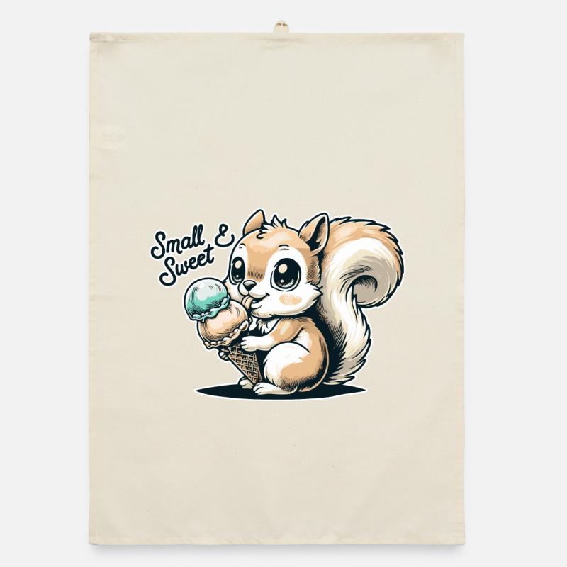 Niedliches Cartoon-Eichhörnchen mit Eiscreme Organic Geschirrtuch