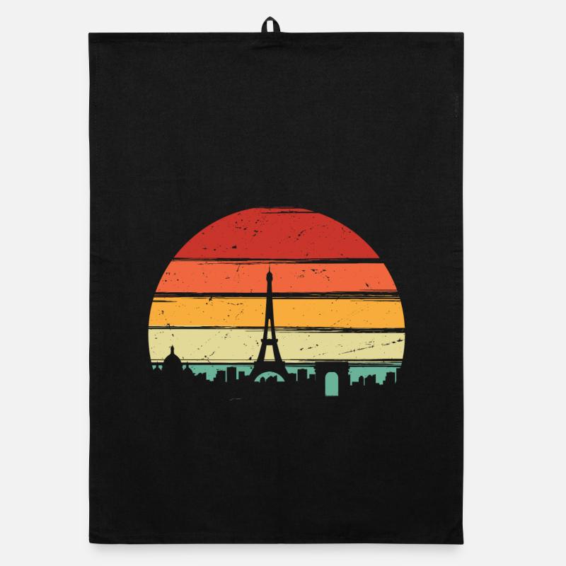 Coucher de soleil Tour Eiffel Torchon bio