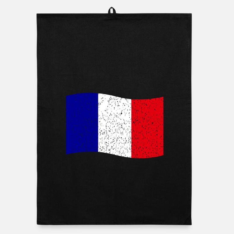 drapeau français vintage - Torchon bio - noir