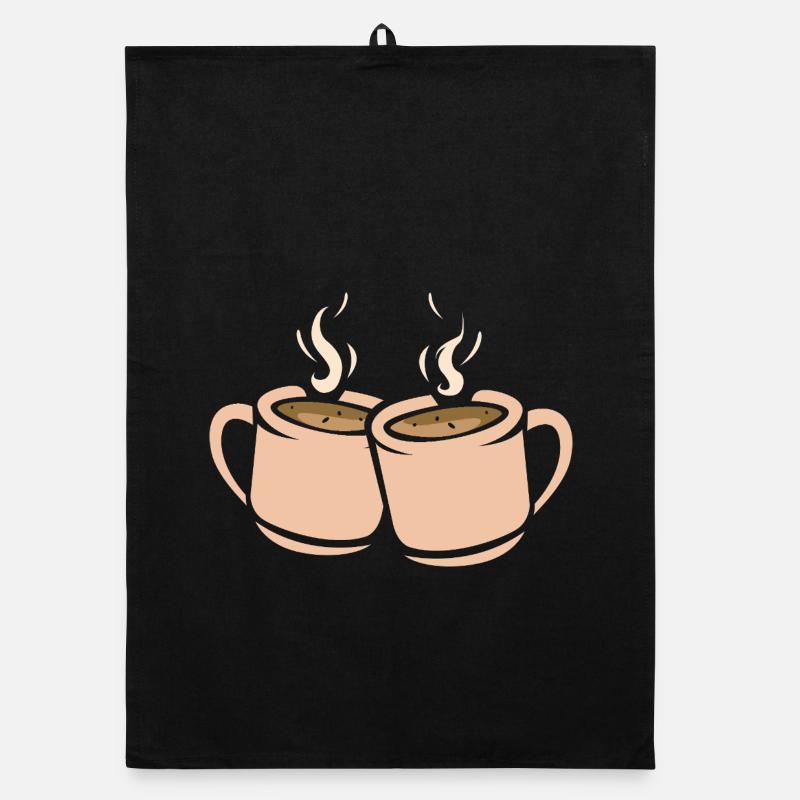 Zwei Kaffeetassen Illustration Organic Geschirrtuch