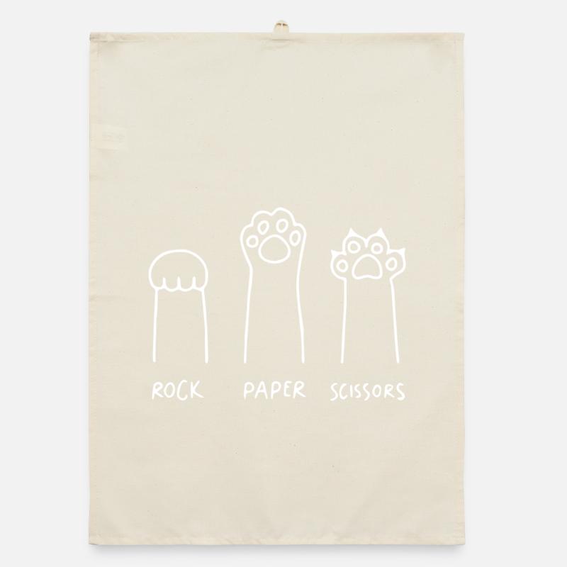 chat pierre papier ciseaux drôle Torchon bio