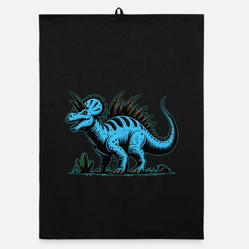 Blue Mutant Dinosaur Design Organic dish towel