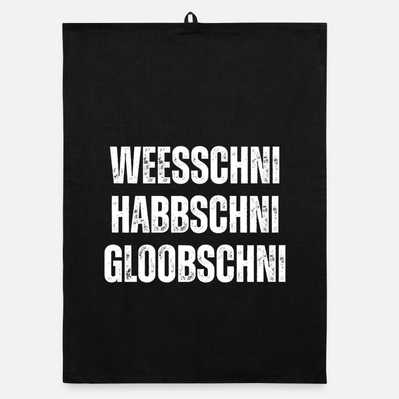 Weesschni habbschni gloobschni Sächsischer - Organic Geschirrtuch - Schwarz