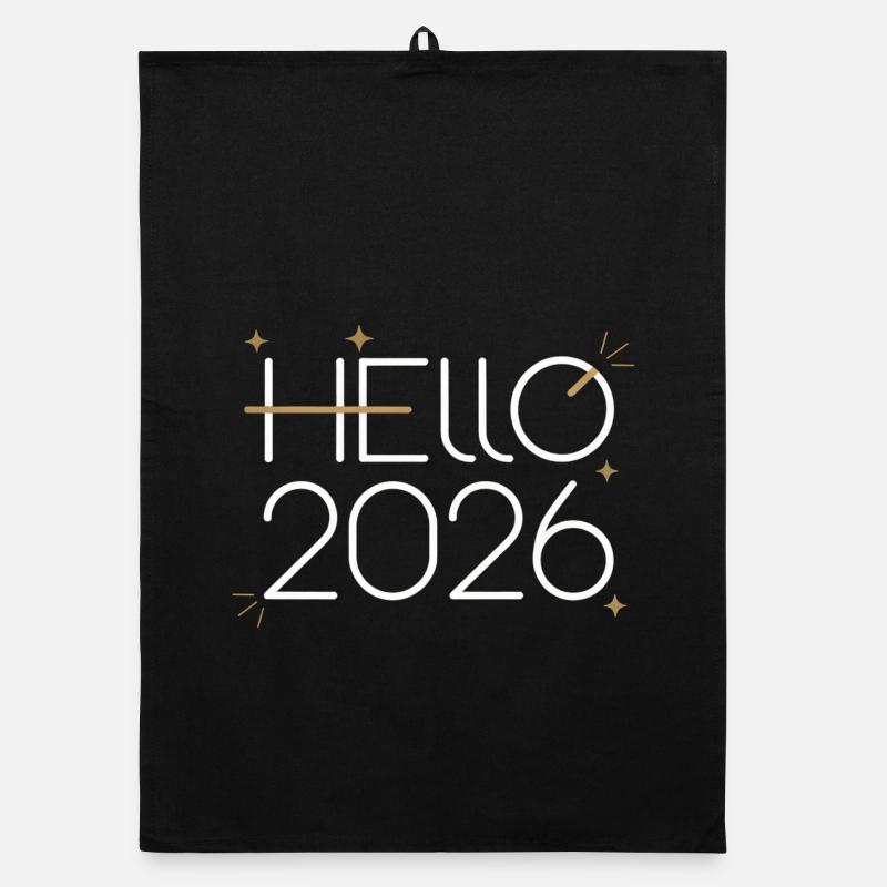Hello 2026 Neon Sign Organic dish towel