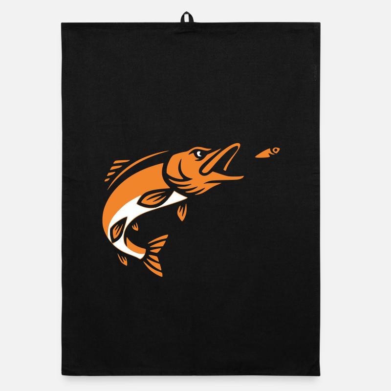 Pike Predator Jump Silhouette Organic dish towel