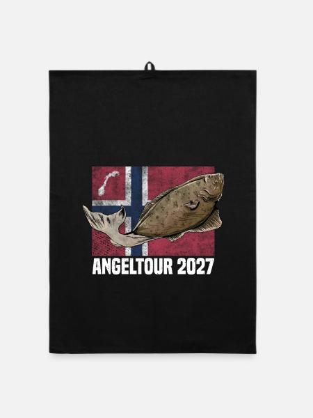Norwegen Angeltour 2027 - Organic Geschirrtuch - Schwarz - Vorne